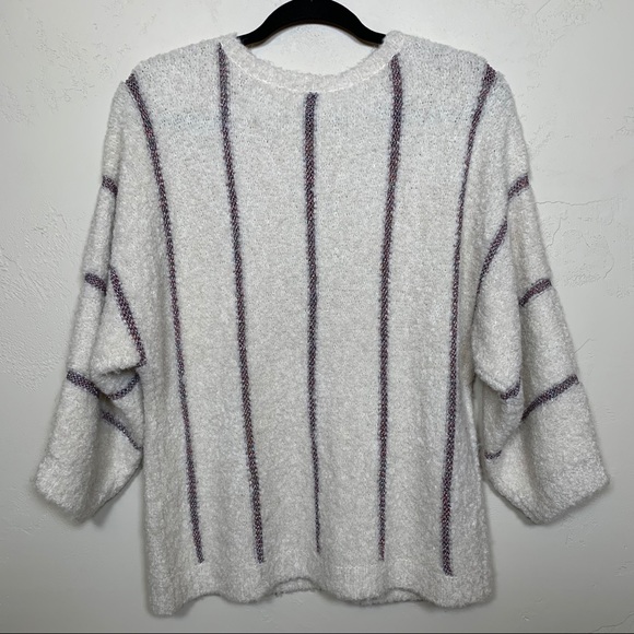 Leo & Sage Alpaca Wool Blend Metallic/Iridescent Stripes Sweater - Picture 2 of 10